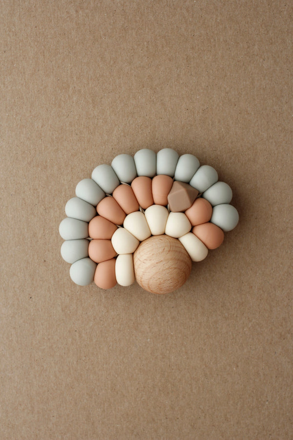 Silicone + Wood Rainbow Teether - Soft Sage - Wild Creek Co
