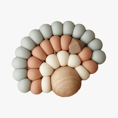 Silicone + Wood Rainbow Teether - Soft Sage - Wild Creek Co