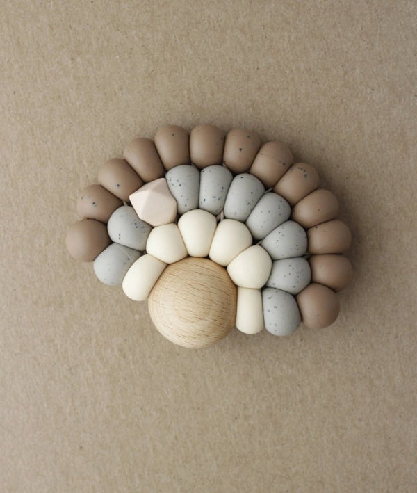 Silicone + Wood Rainbow Teether - Truffle - Wild Creek Co