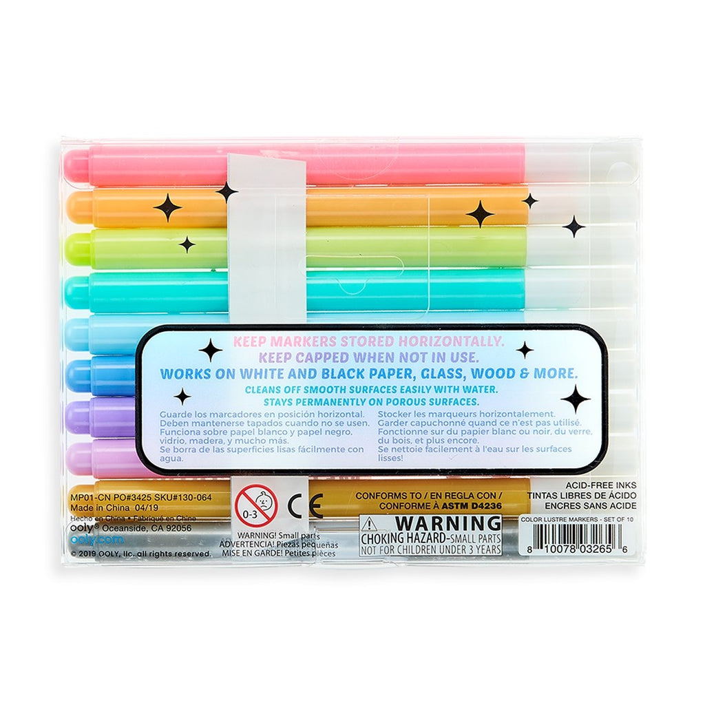 Color Lustre Metallic Brush Markers - Set of 10 - Wild Creek Co