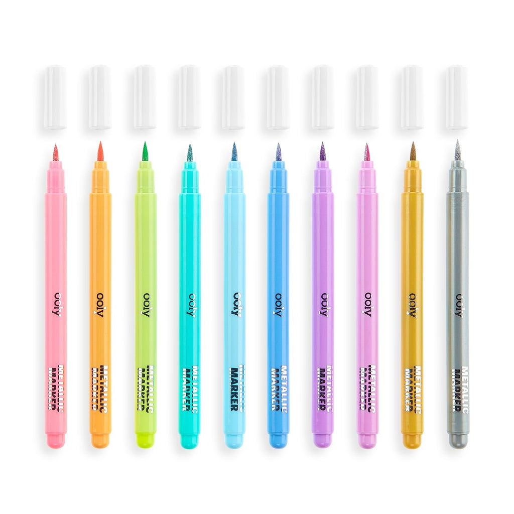 Color Lustre Metallic Brush Markers - Set of 10 - Wild Creek Co