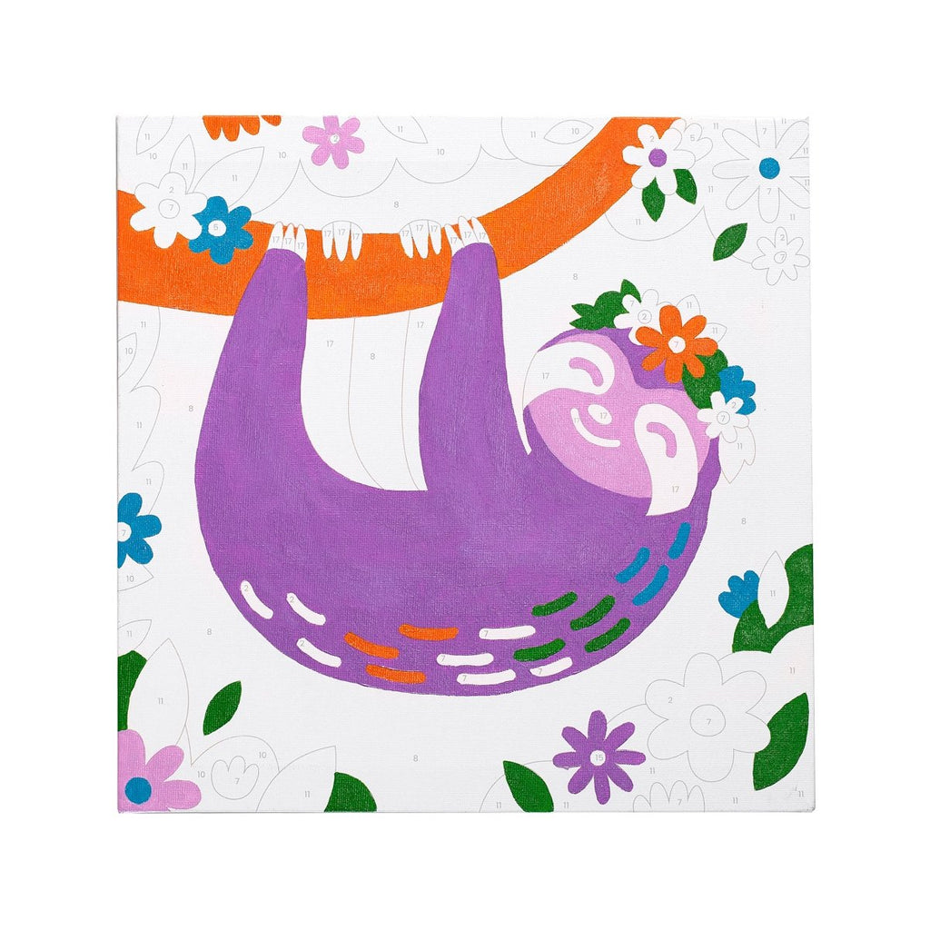Colorific Canvas Paint by Number Kit - Happy Sloth - Wild Creek Co