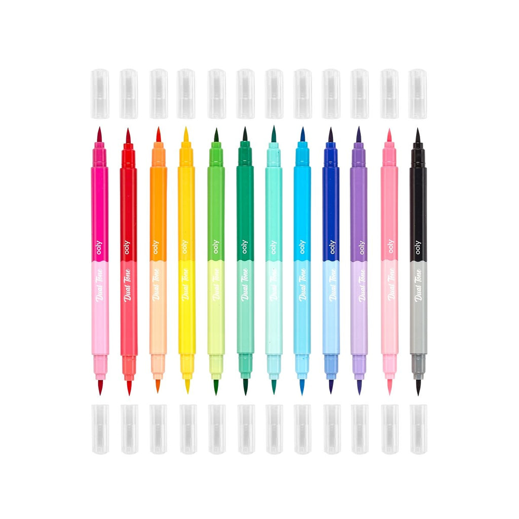 Dual Tone Double Ended Brush Marker - set of 12/24 colors - Wild Creek Co