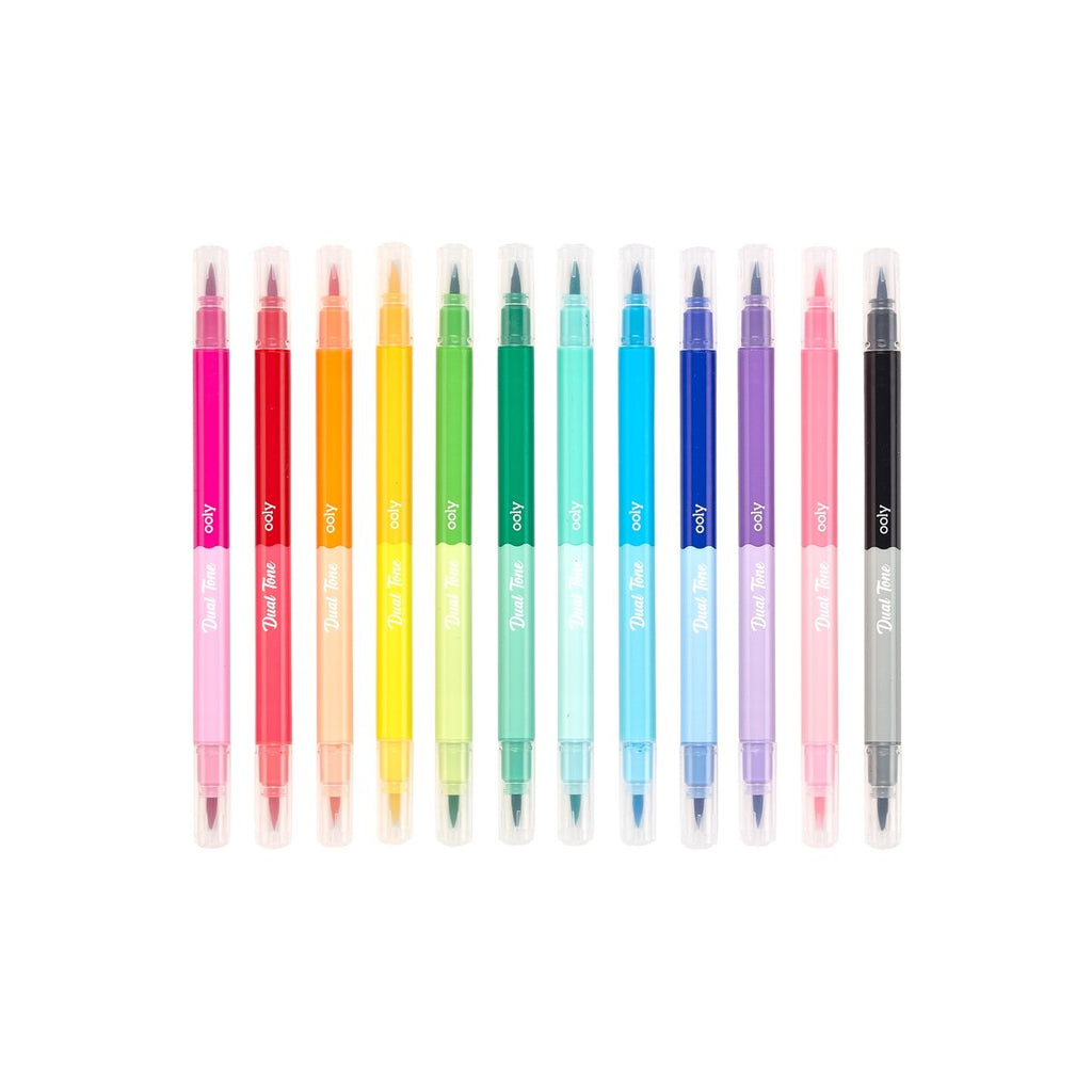 Dual Tone Double Ended Brush Marker - set of 12/24 colors - Wild Creek Co