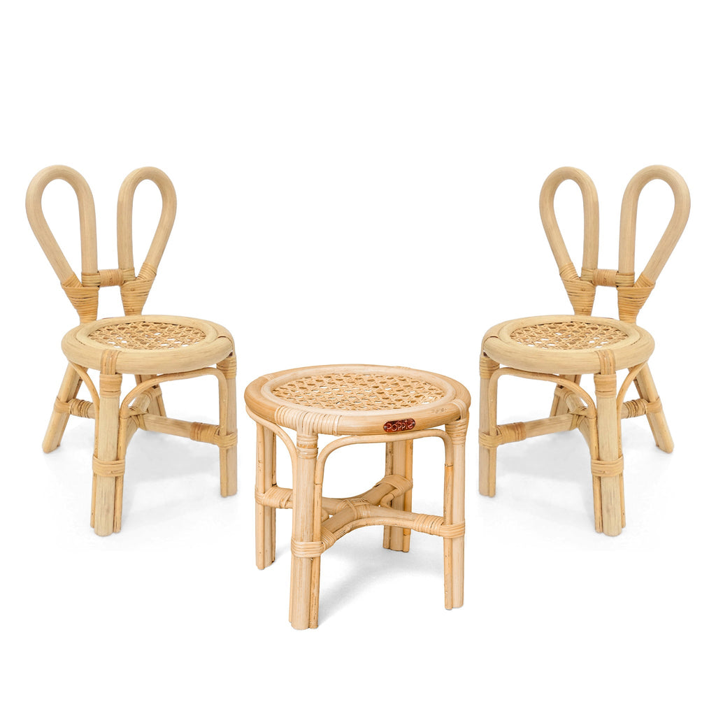 Poppie Rattan Mini Doll Table & Chairs Set (Multiple Options) - Wild Creek Co