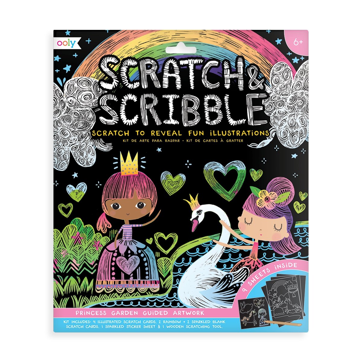 Ooly Glorious Garden Scratch & Shine Foil Scratch Art Kit